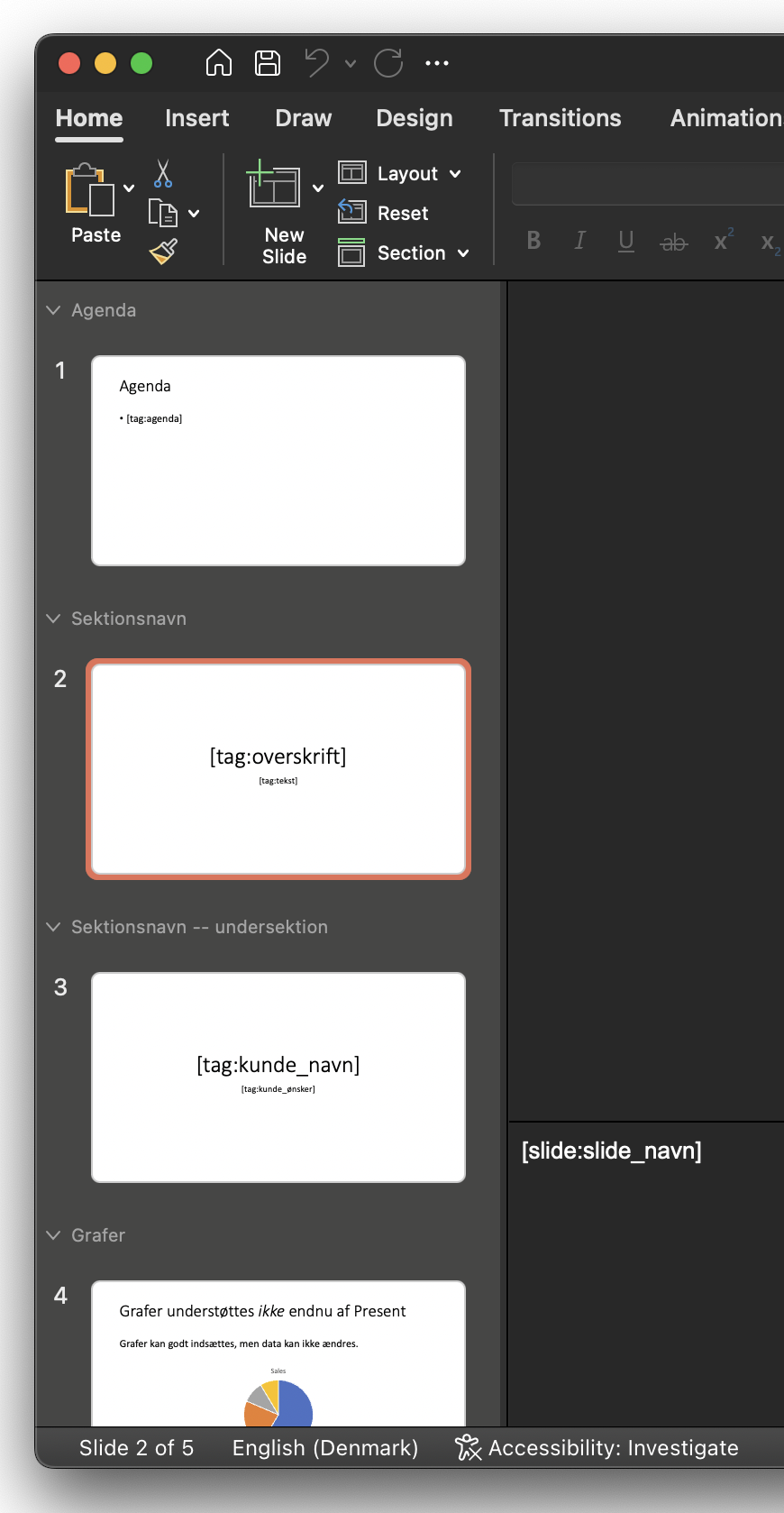 Section names