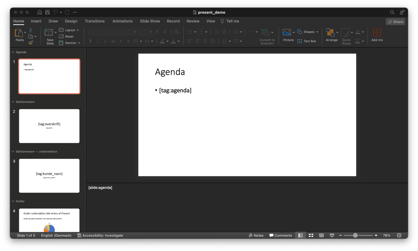 Slide name in notes section